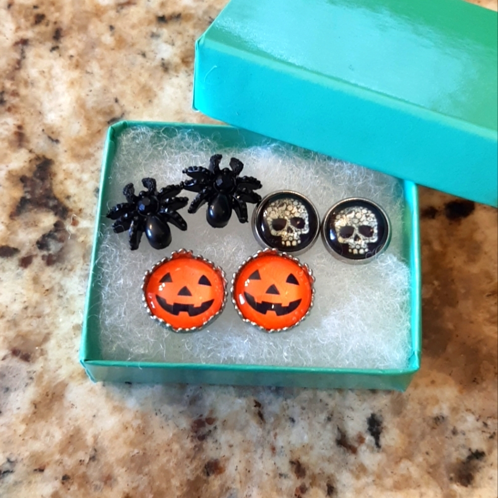 2 For $20.00- Halloween Themed Earrings Set - Black and Orange